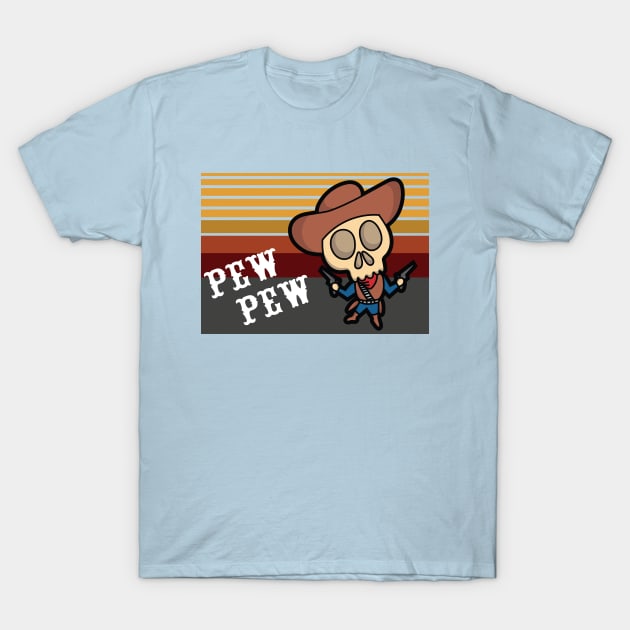 Pew Pew Skull Cowboy T-Shirt by SunflowersBlueJeans